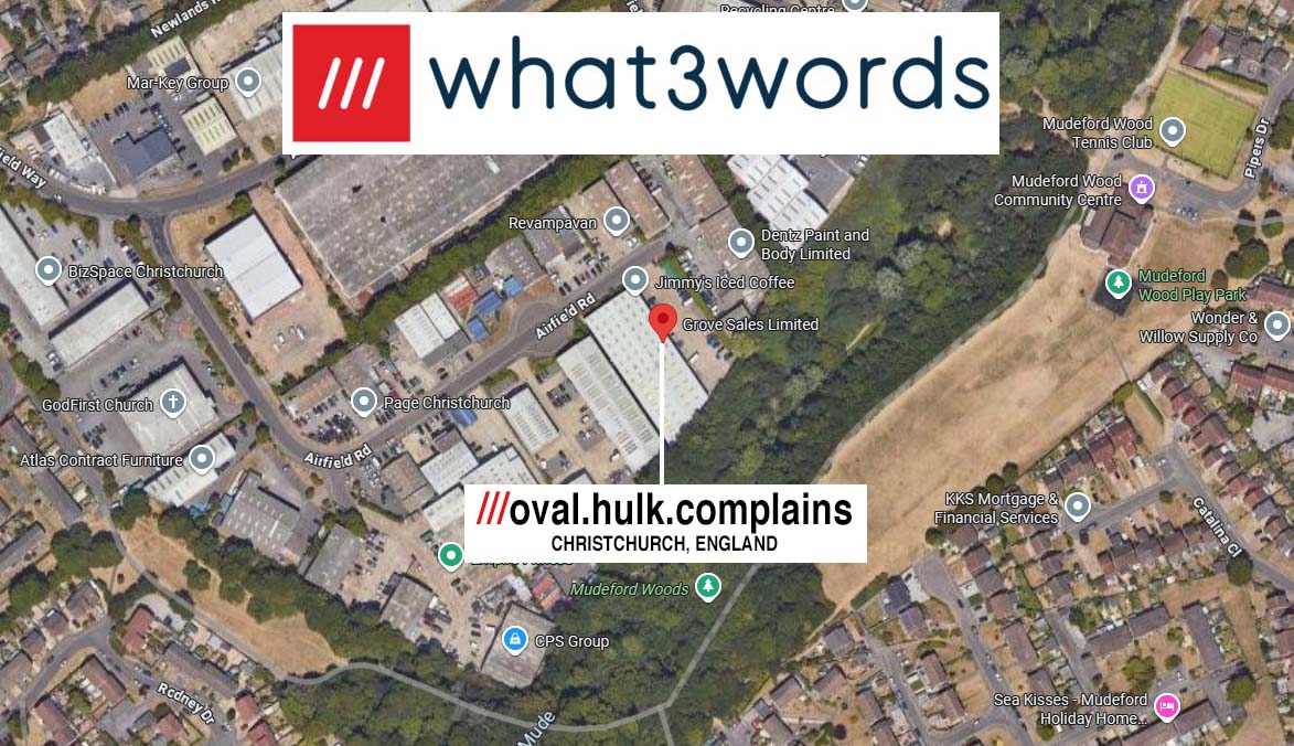 Use oval.hulk.complains at what3words.com