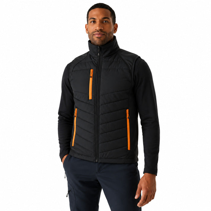 Workwear Bodywarmers - model wearing a black/orange Regatta bodywarmer