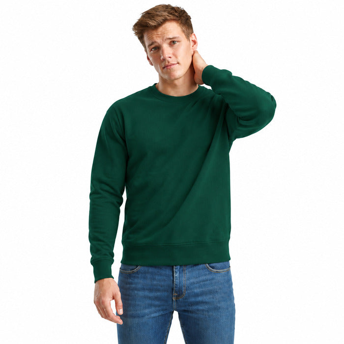 Workwear Sweatshirt - model wearing a bottle green UCC sweatshirt