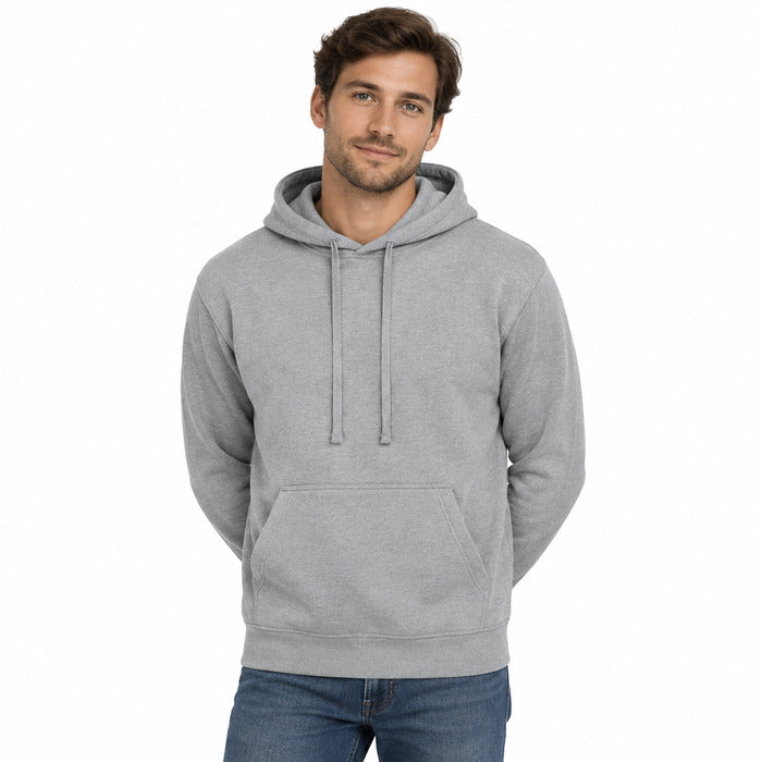 Workwear Hooded Sweatshirt - model wearing a heather grey UCC hoodie