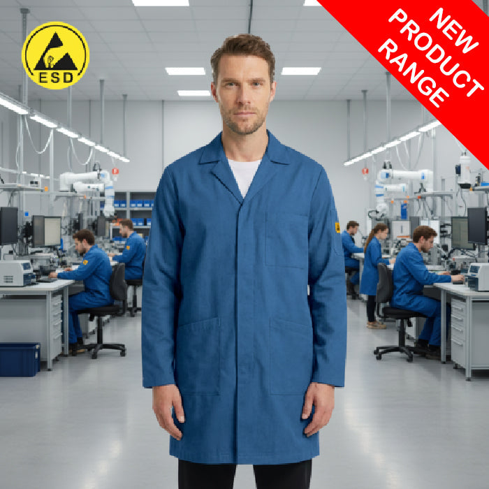 ESD Lab Coats Unisex | IEC 61340-5-1 – Grove Sales – Grove Sales Ltd
