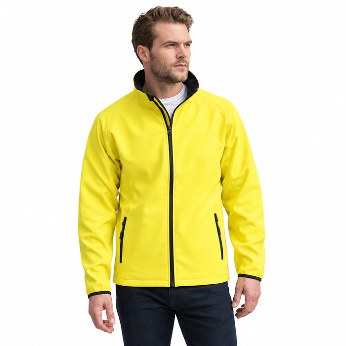 Workwear Softshell Jackets - model wearing a yellow/black Result Core softshell