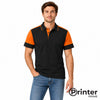 Polo Shirt - model wearing the black and orange Printer Prime 24 polo