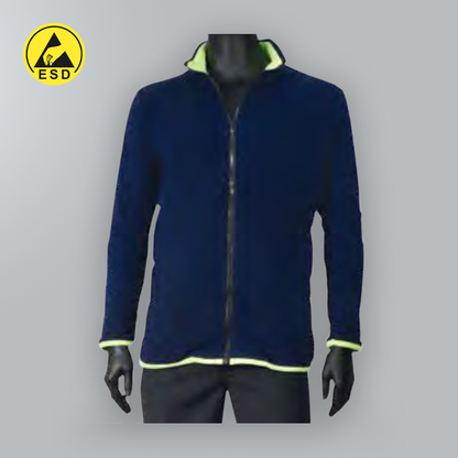 PREMIUM UNISEX ESD Fleece Cardigan YELLOW (with choice of 5 coloured collars)