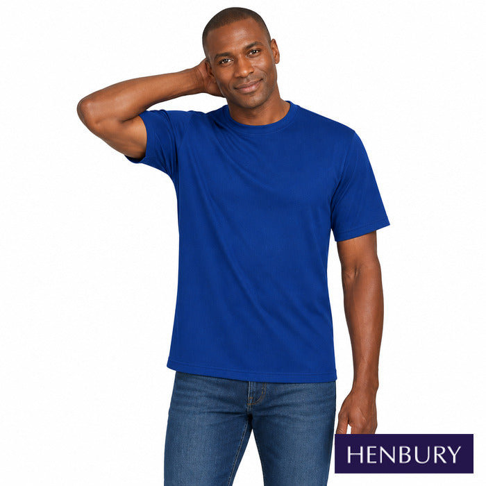 Coolplus Wicking T-shirt - model wearing the royal blue Henbury Coolplus wicking T-shirt