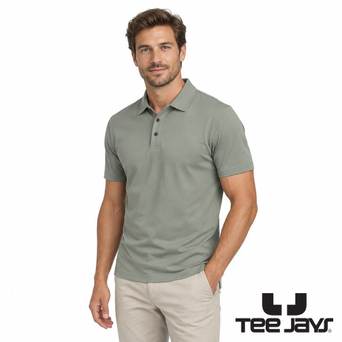 Pima Cotton Polo - model wearing the sage Tee Jays pima cotton polo