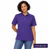 Classic Cotton Pique Polo Shirt - model wearing the purple Henbury classic cotton pique polo