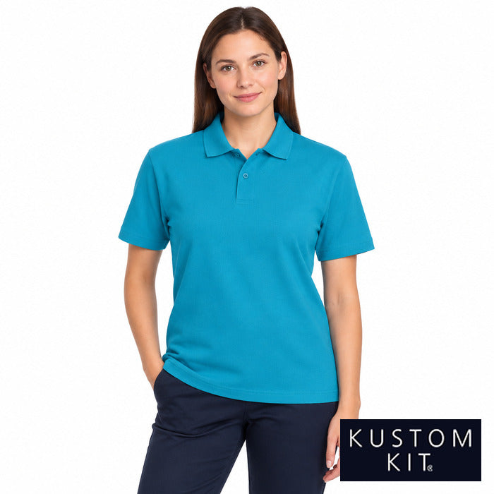 Regular Fit Workforce Polo - model wearing the turquoise Kustom Kit polo