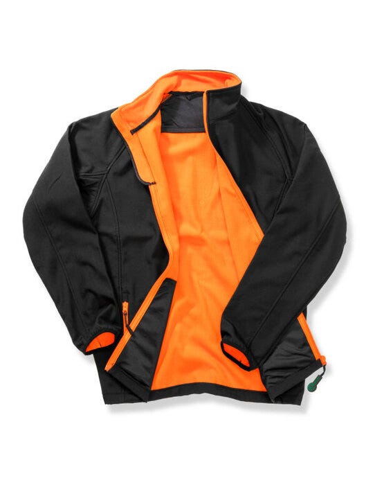 Men's Printable Softshell Jacket with Recycled Inner Fleece - Black/Orange