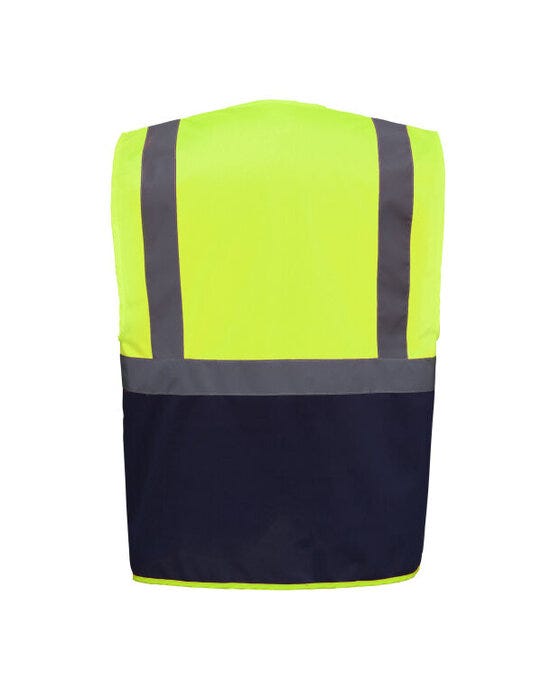 Hi-Vis Executive Waistcoat - Hi-Vis Yellow/Navy (2)