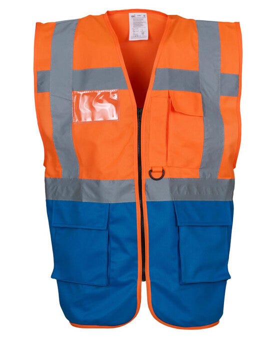 Hi-Vis Executive Waistcoat - Hi Vis Orange/Royal
