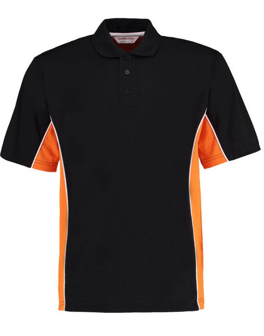 Classic Fit Track Polo - Black/Orange/White