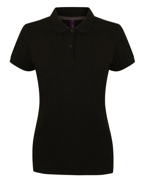 Ladies Microfine Cotton Pique Polo Shirt - Black