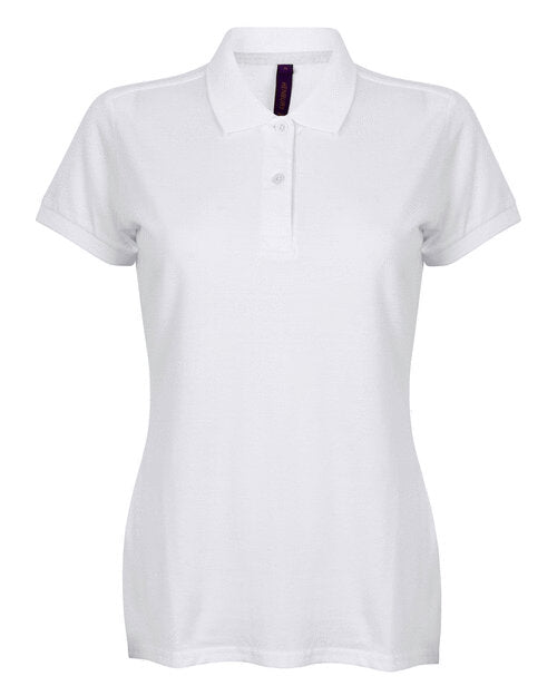 Ladies Microfine Cotton Pique Polo Shirt - White