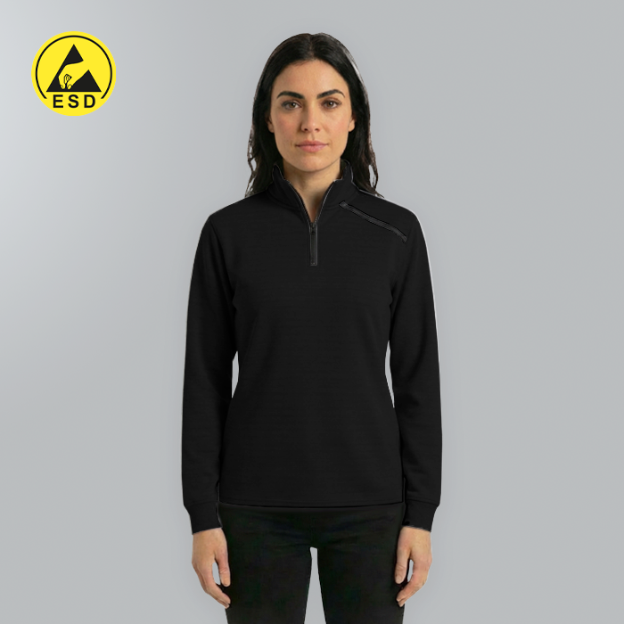 ESD Sweatshirt Half Zip, Fleece Lined (Black) - UNISEX