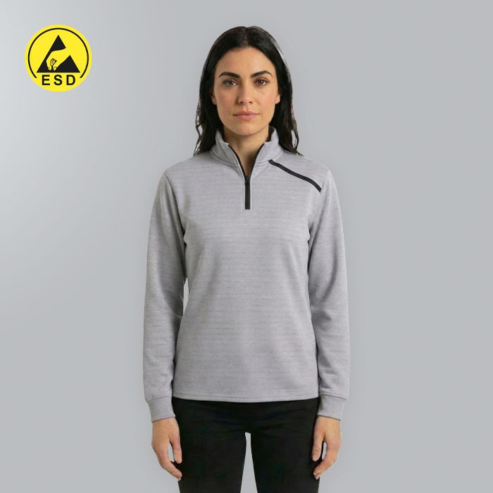 ESD Sweatshirt Half Zip, Fleece Lined (Grey) - UNISEX