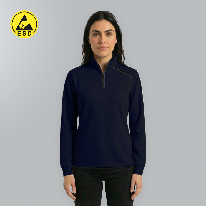 ESD Sweatshirt Half Zip, Fleece Lined (Navy Blue) - UNISEX