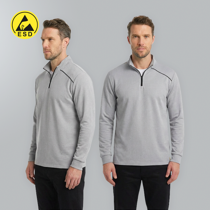 ESD Sweatshirt Half Zip, Terry Lined (Grey) - UNISEX