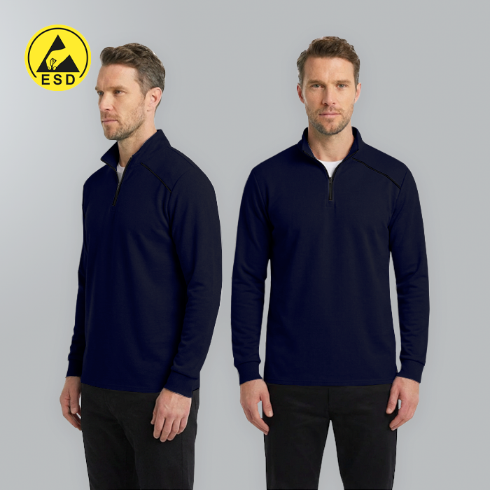 ESD Sweatshirt Half Zip, Terry Lined (Navy Blue) - UNISEX