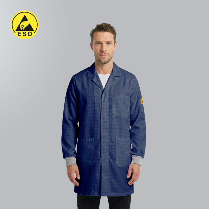 Navy Blue ESD Lab Coat with Cuff | Unisex Static Dissipative – Grove ...