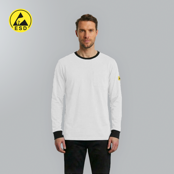 PREMIUM ESD T-Shirt (White) - UNISEX Long Sleeve