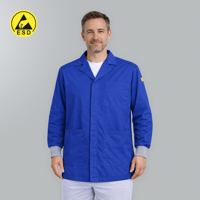 Royal Blue Premium ESD Lab Jacket with Cuff | Unisex Static Dissipative ...