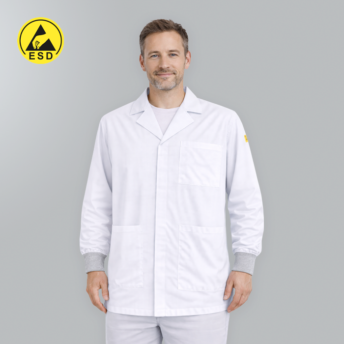 White Premium ESD Lab Jacket with Cuff | Unisex Static Dissipative ...