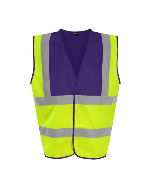 Hi-Vis Waistcoat - High Visibility Yellow/Purple