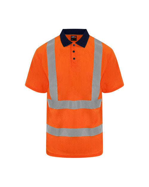 Hi-Vis Polo - High Visibility Orange/Navy
