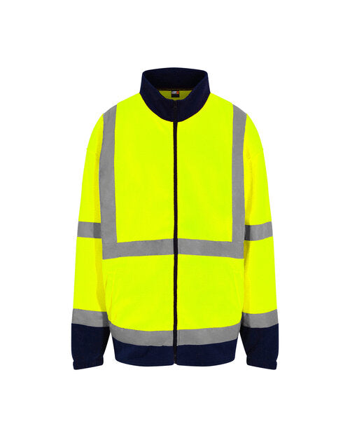 Hi-Vis Full Zip Fleece - Hi Vis Yellow/Navy