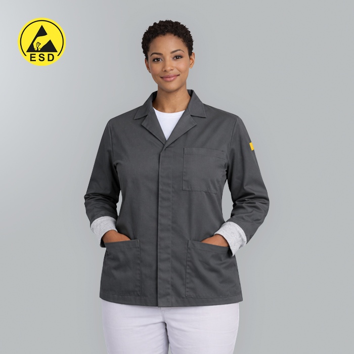 Dark Grey ESD Lab Jacket with Cuff | Unisex Static Dissipative – Grove ...