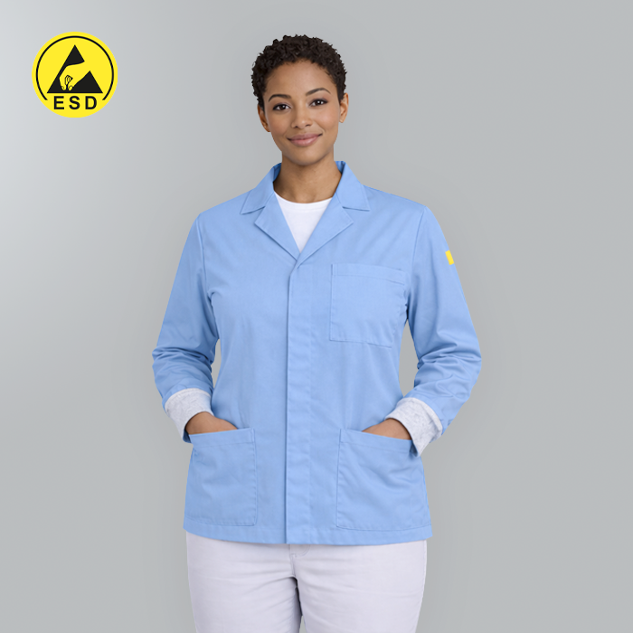 Light Blue ESD Lab Jacket with Cuff | Unisex Static Dissipative – Grove ...