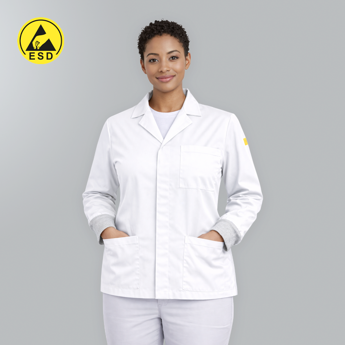 White ESD Lab Jacket with Cuff | Unisex Static Dissipative – Grove ...