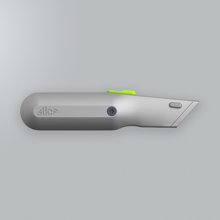 Auto-Retractable Metal-Handle Utility Knife  (Side-View)