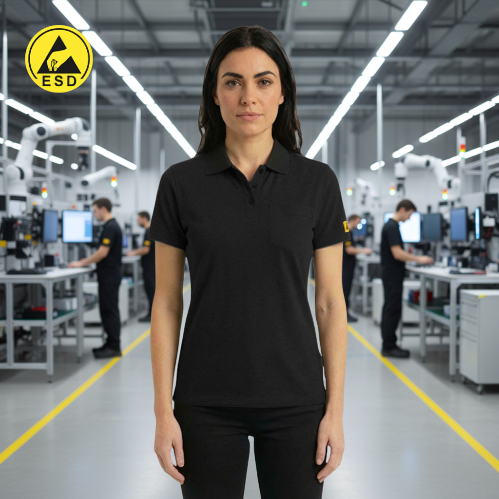 Black ESD Polo Shirt frontal view