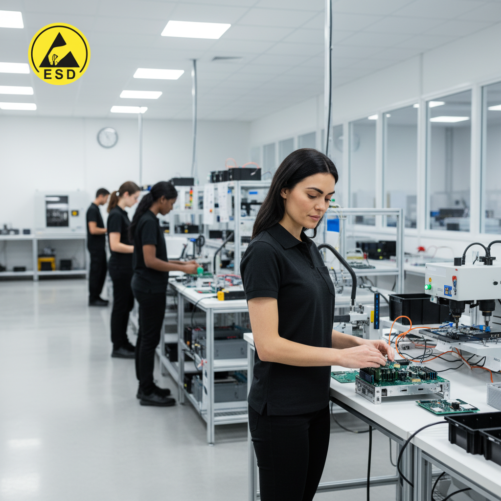 Black ESD Polo Shirt integrated scene