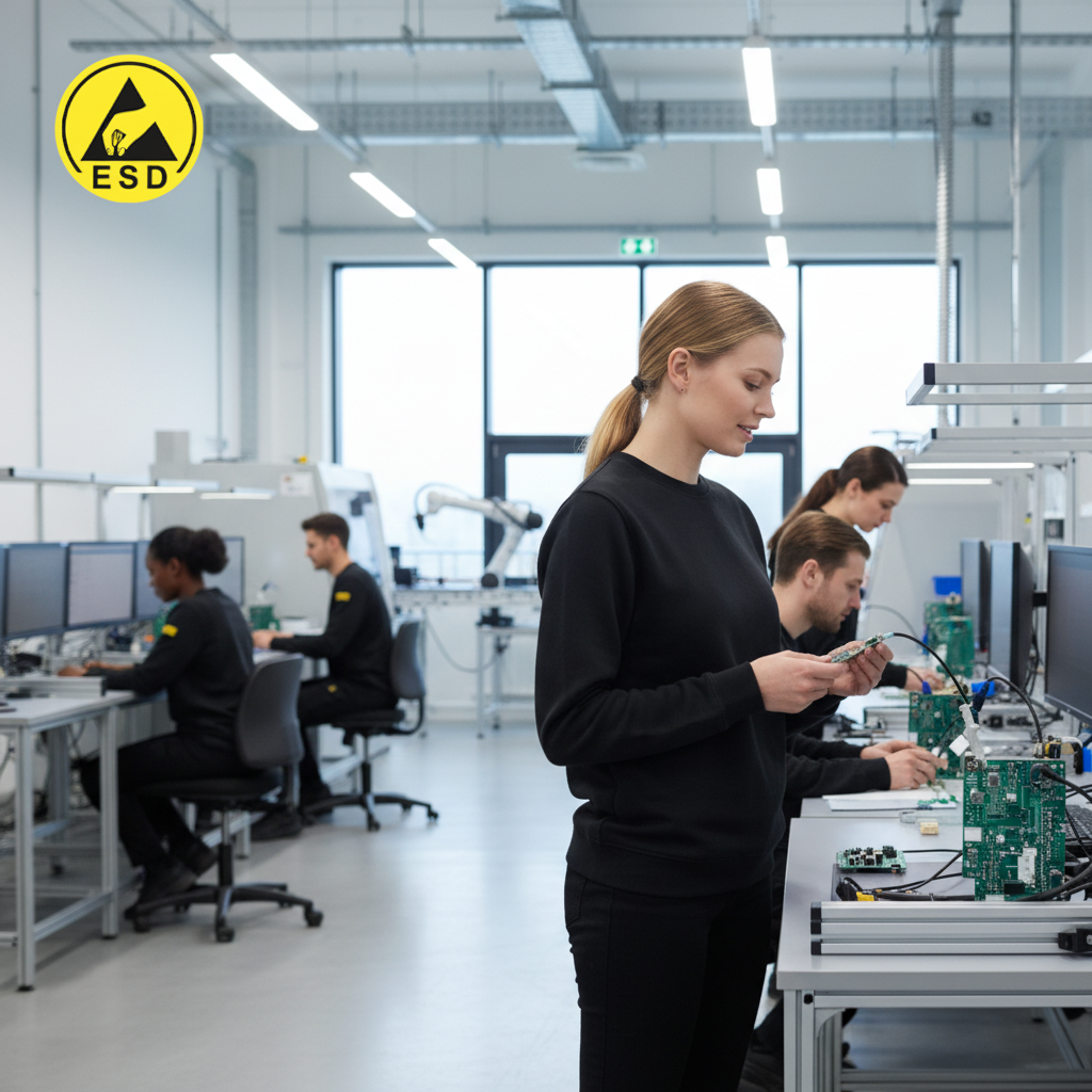 Black ESD Sweatshirt Fleece Lined integrated scene