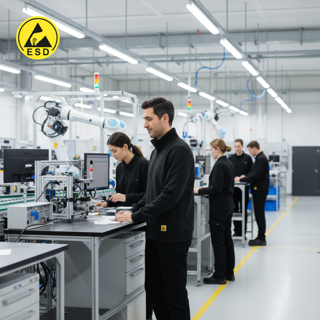 Black ESD Sweatshirt Full Zip Terry Lined integrated scene