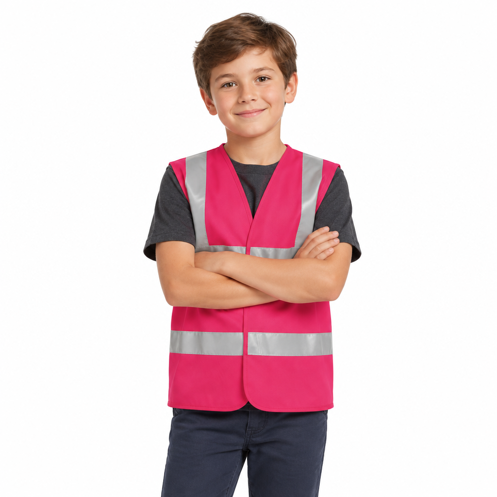 Boy wearing pink waistcoat