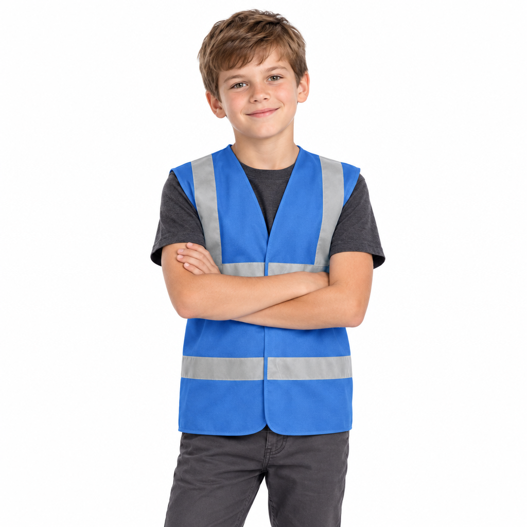 Boy wearing royal blue waistcoat