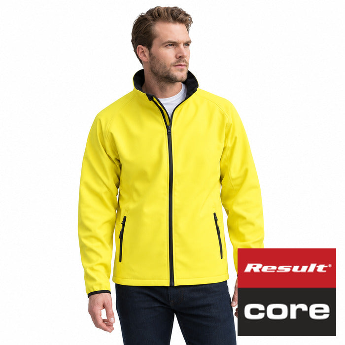 Printable Softshell Jacket - model wearing the yellow and black Result Core softshell