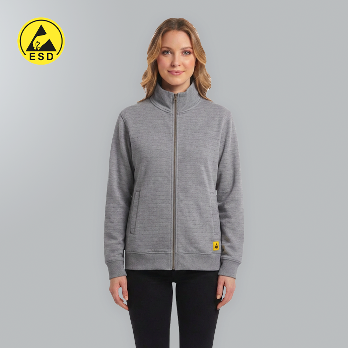 ESD Sweatshirt Full Zip, Fleece Lined (Grey) - UNISEX