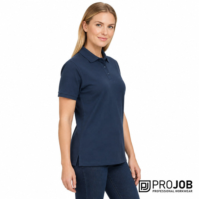 2022 Pique Polo Shirt - model wearing the navy ProJob pique polo