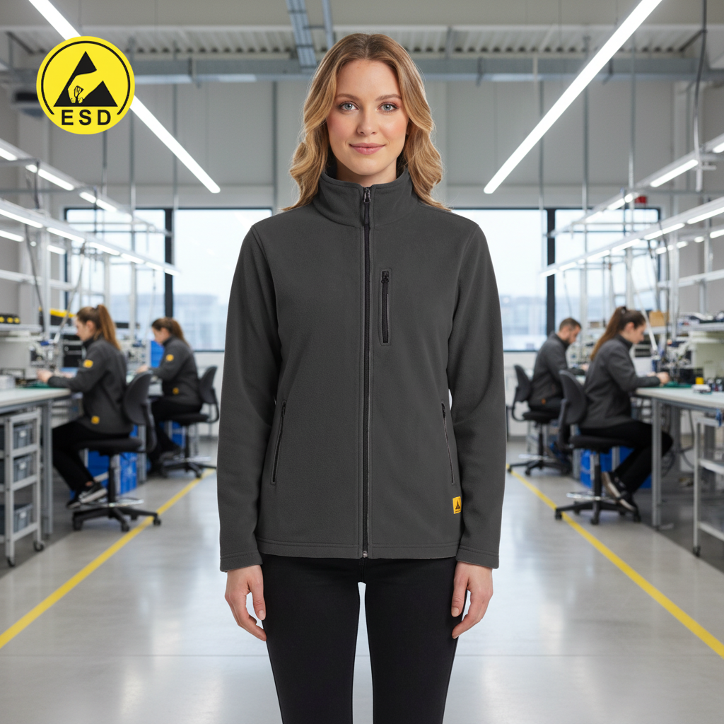 Dark Grey ESD Fleece Jacket frontal view