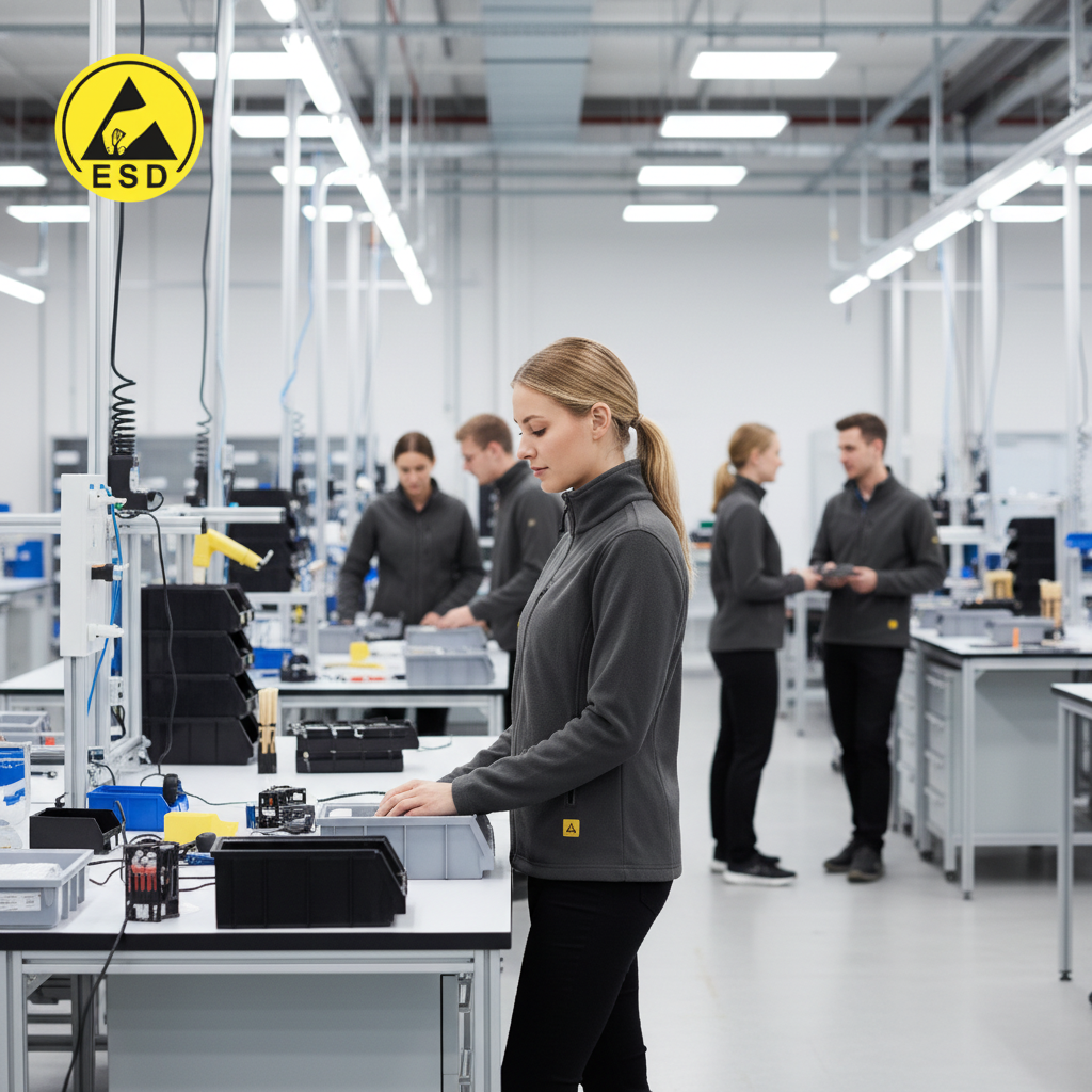 Dark Grey ESD Fleece Jacket integrated scene