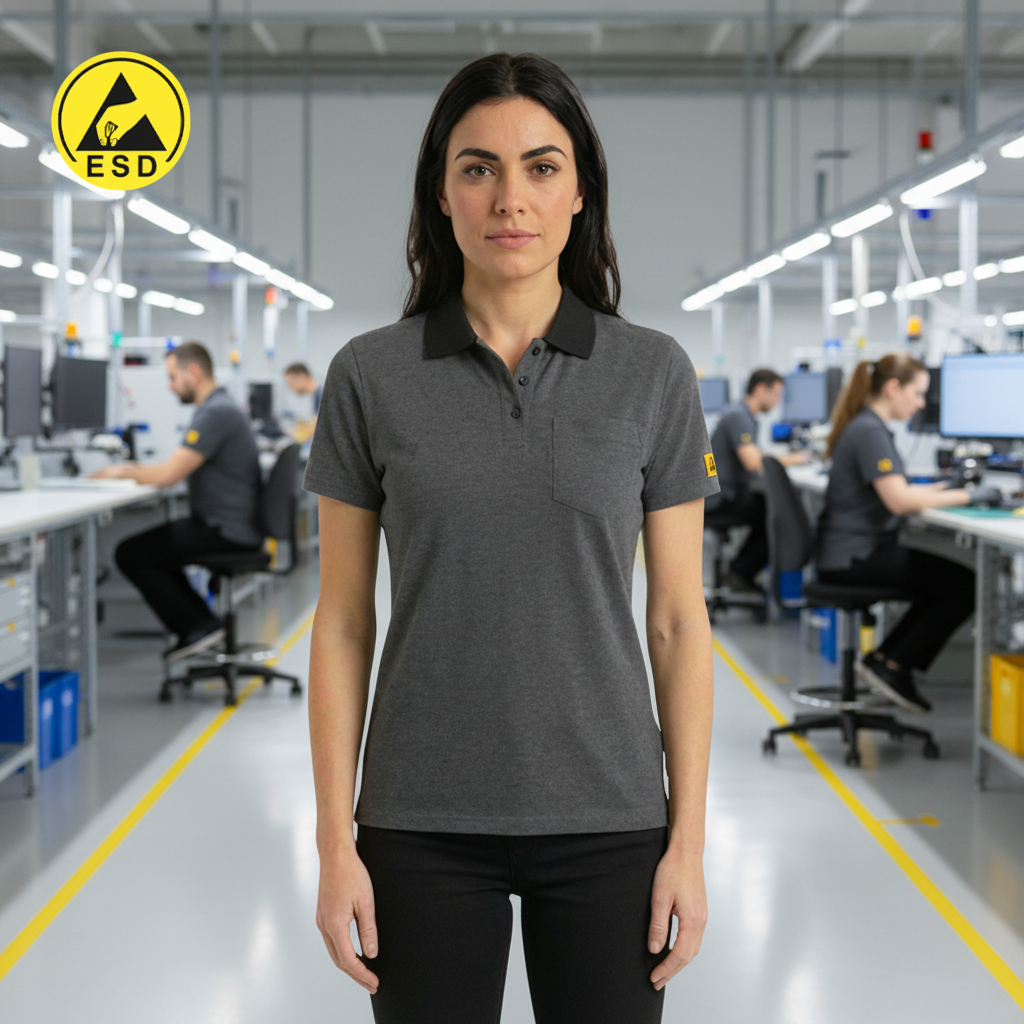 Dark Grey ESD Polo Shirt frontal view