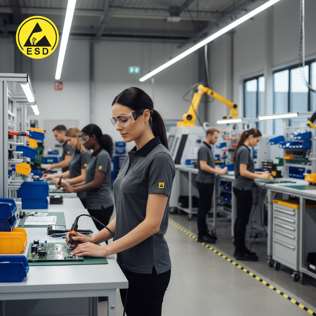 Dark Grey ESD Polo Shirt integrated scene