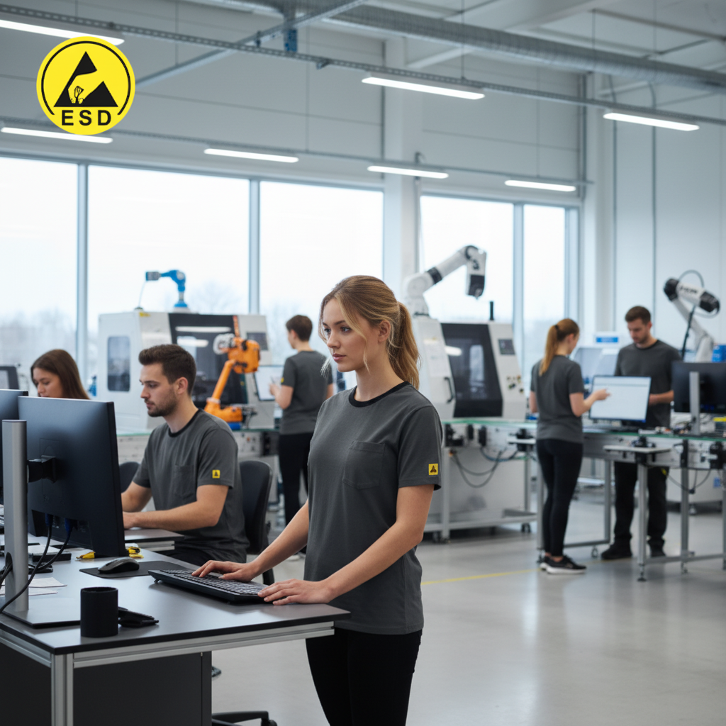 Dark Grey ESD T-shirt integrated scene