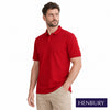 Microfine Pique Polo Shirt - model wearing the classic red Henbury microfine pique polo
