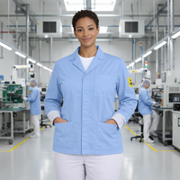 STANDARD ESD Lab Jacket with Cuff (Light Blue) - UNISEX